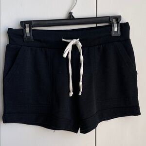 Alternative Black Athletic Shorts with White Drawstring